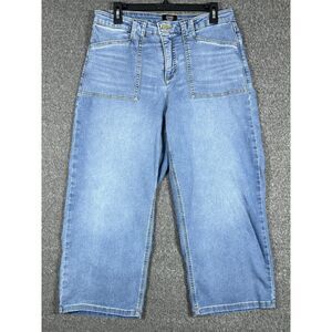 Jones New York Lexington Wide Leg Crop Jeans Size 10 Blue Denim